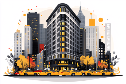 Cityscape with Yellow Taxis