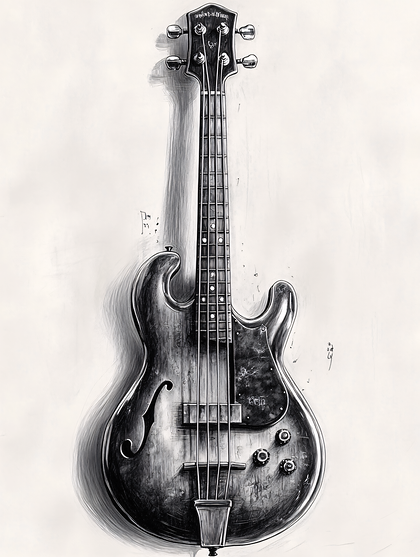 Classic Bass Guitar Digital Sketch