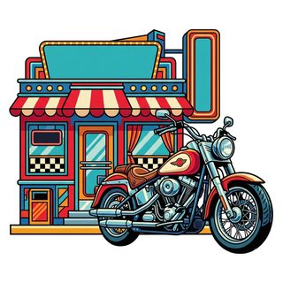 diner and motorcycle