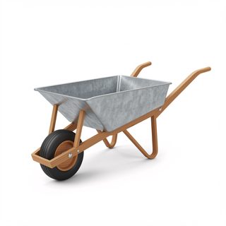 galvanized wheelbarrow isolated