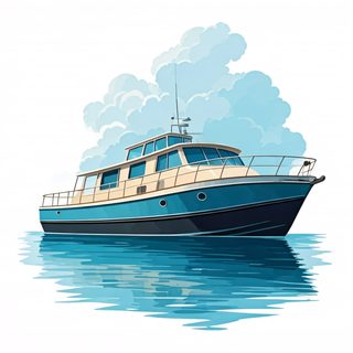 blue motor yacht