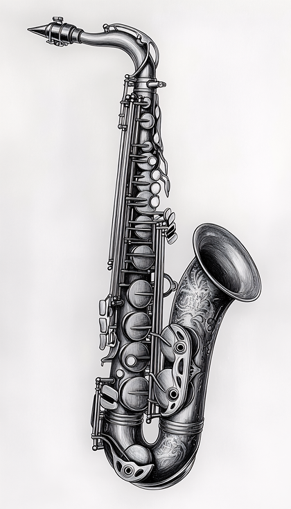 Classic Saxophone Digital Illustration
