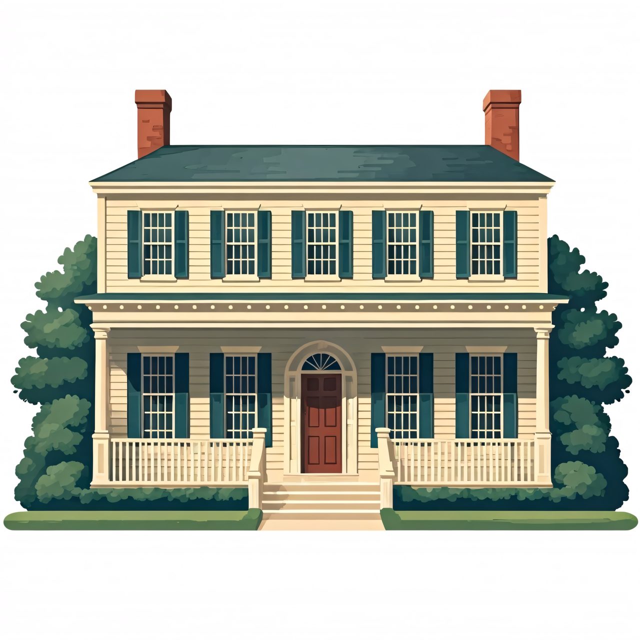 colonial house illustration