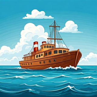 vintage steamship illustration