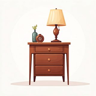 wooden nightstand lamp