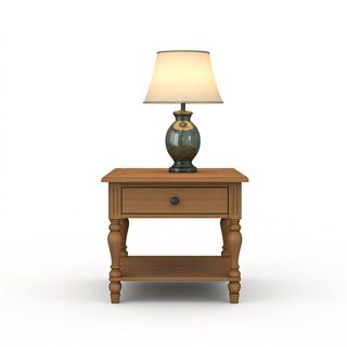 wooden nightstand lamp