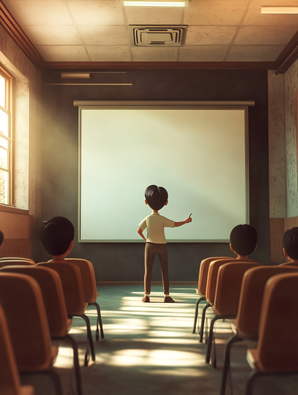 Classroom Scene With Teacher Explaining