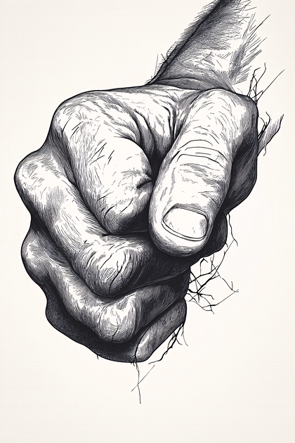 Clenched Fist In Hand-Drawn Style