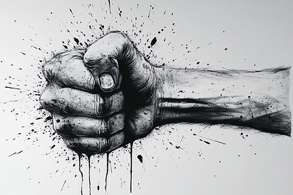 Clenched Fist Ink Splatter
