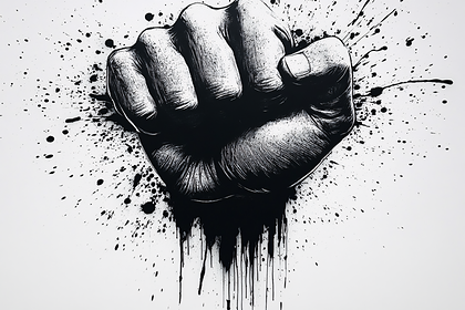 Clenched Fist With Ink Splatter