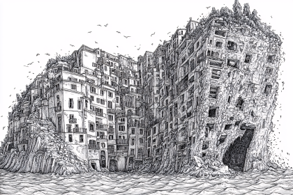 Cliffside Coastal Cityscape