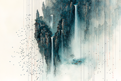 Cliffside Waterfalls Digital Art