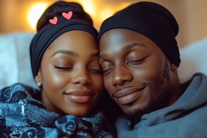 Close Up of a Smiling Couple with Eyes Closed