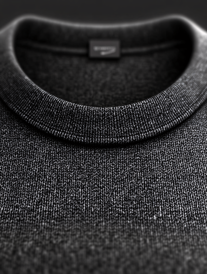 Close-Up of Black Knitted Collar
