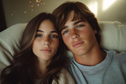 Close Up Portrait Of A Romantic Couple