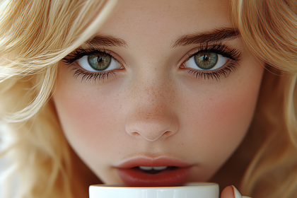 Close-Up Portrait of a Woman with Green Eyes