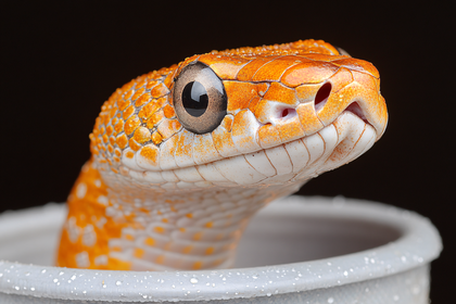 Close-Up Portrait of an Orange Snake Head