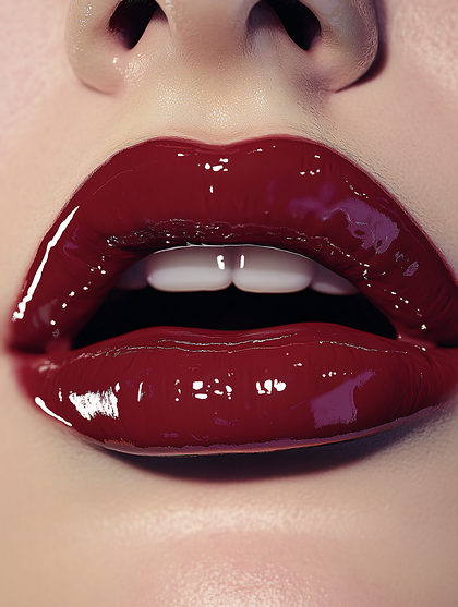 Closeup Lips With Red Gloss