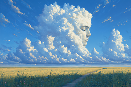 Cloud Face in Golden Field