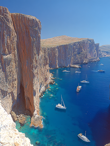 Coastal Cliffs and Boats