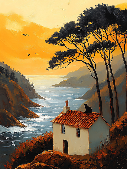 Coastal Cottage Sunset