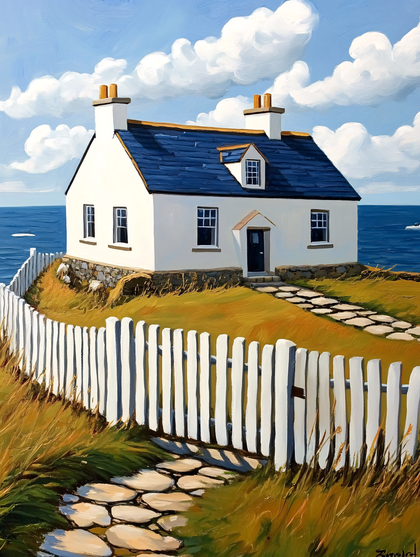 Coastal Cottage With White Fence
