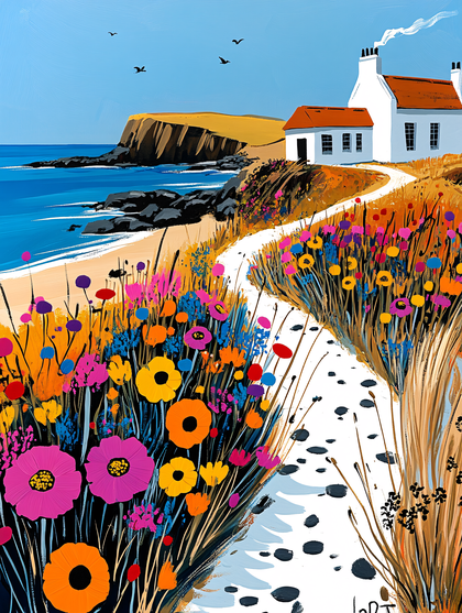 Coastal Cottage with Wildflowers