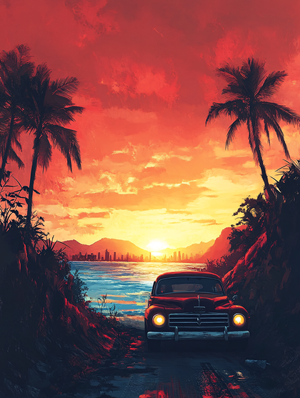 Coastal Drive At Sunset