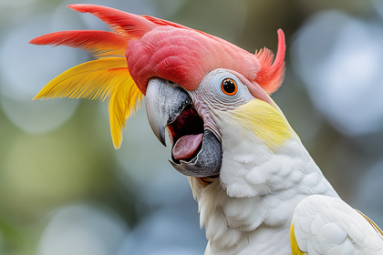Cockatoo Displaying Crest in Close Up
