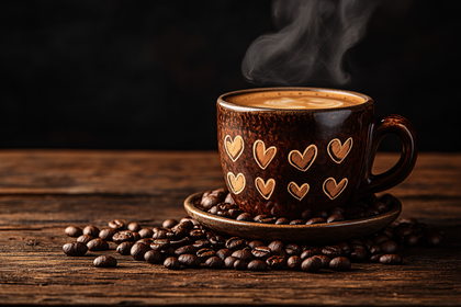 Coffee Cup With Heart Design