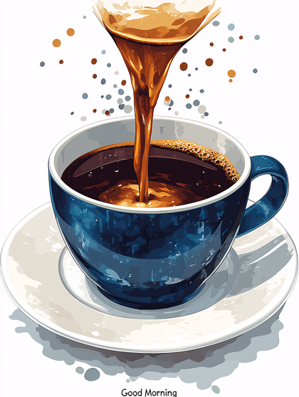 Coffee Pouring Into Blue Cup