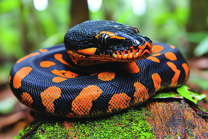 Coiled Black And Orange Snake