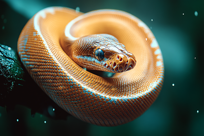 Coiled Orange Snake Portrait