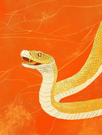Coiled Rattlesnake with Open Mouth