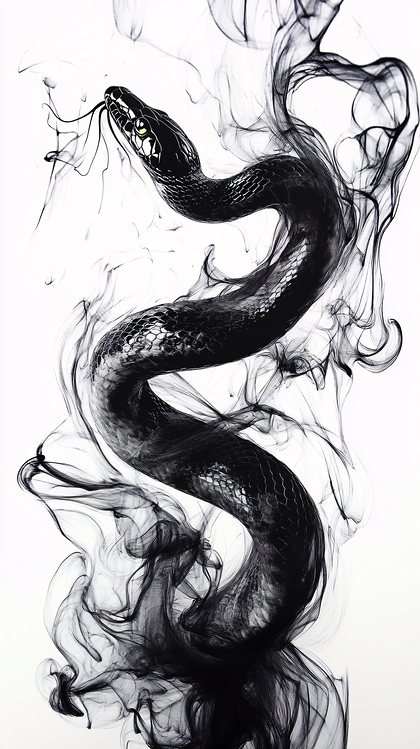 Coiled Serpent in Smoke