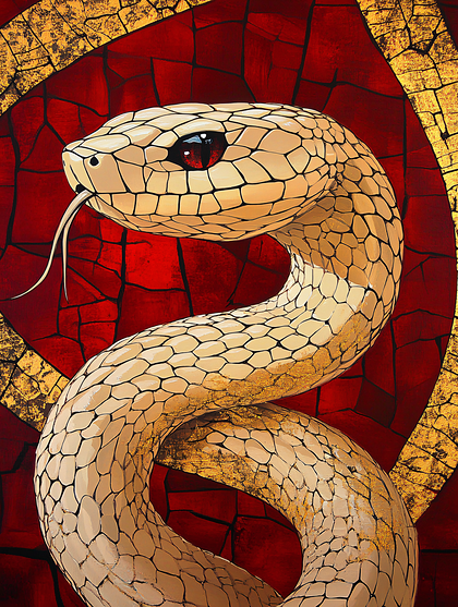 Coiled Serpent with Golden Scales