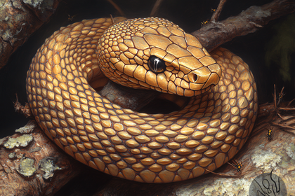Coiled Snake Portrait