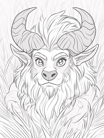 Color Illustration of a Beast, Close-Up