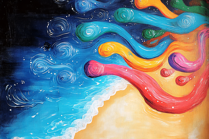 Colorful Abstract Beach Wave Painting