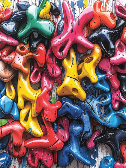 Colorful Abstract Biomorphic Shapes Pile