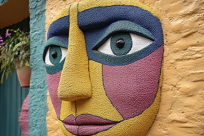 Colorful Abstract Face Sculpture
