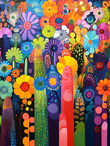 Colorful Abstract Flower Garden Painting