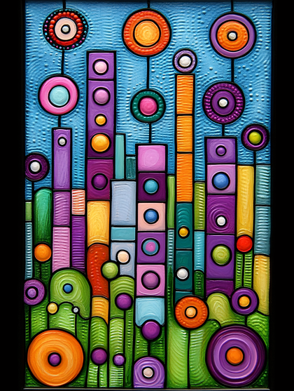 Colorful Abstract Geometric Cityscape