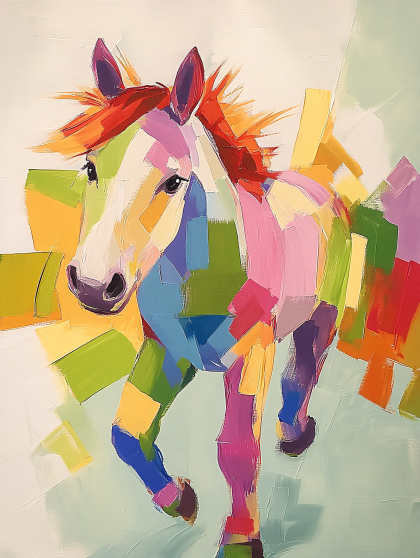 Colorful Abstract Horse Painting