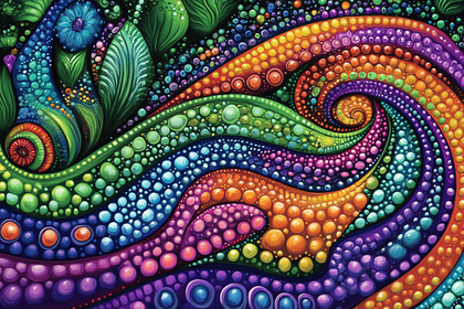 Colorful Abstract Swirls and Bubbles Digital Art