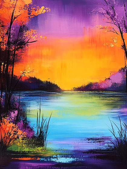 Colorful Autumn Lake Sunset