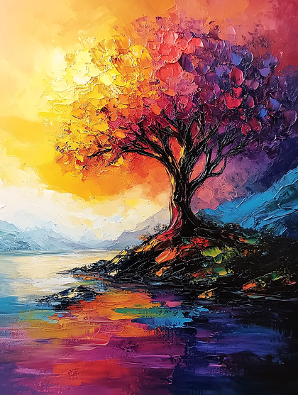 Colorful Autumn Tree By The Lake