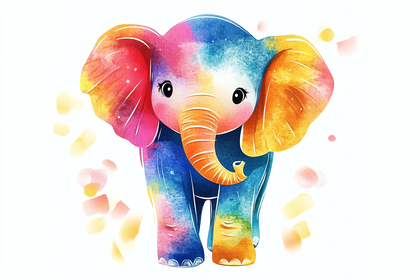 Colorful Baby Elephant Illustration
