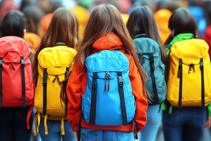 Colorful Backpacks Crowd