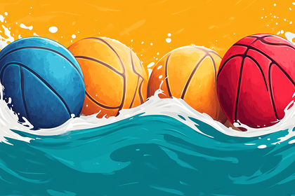 Colorful Basketballs in Water